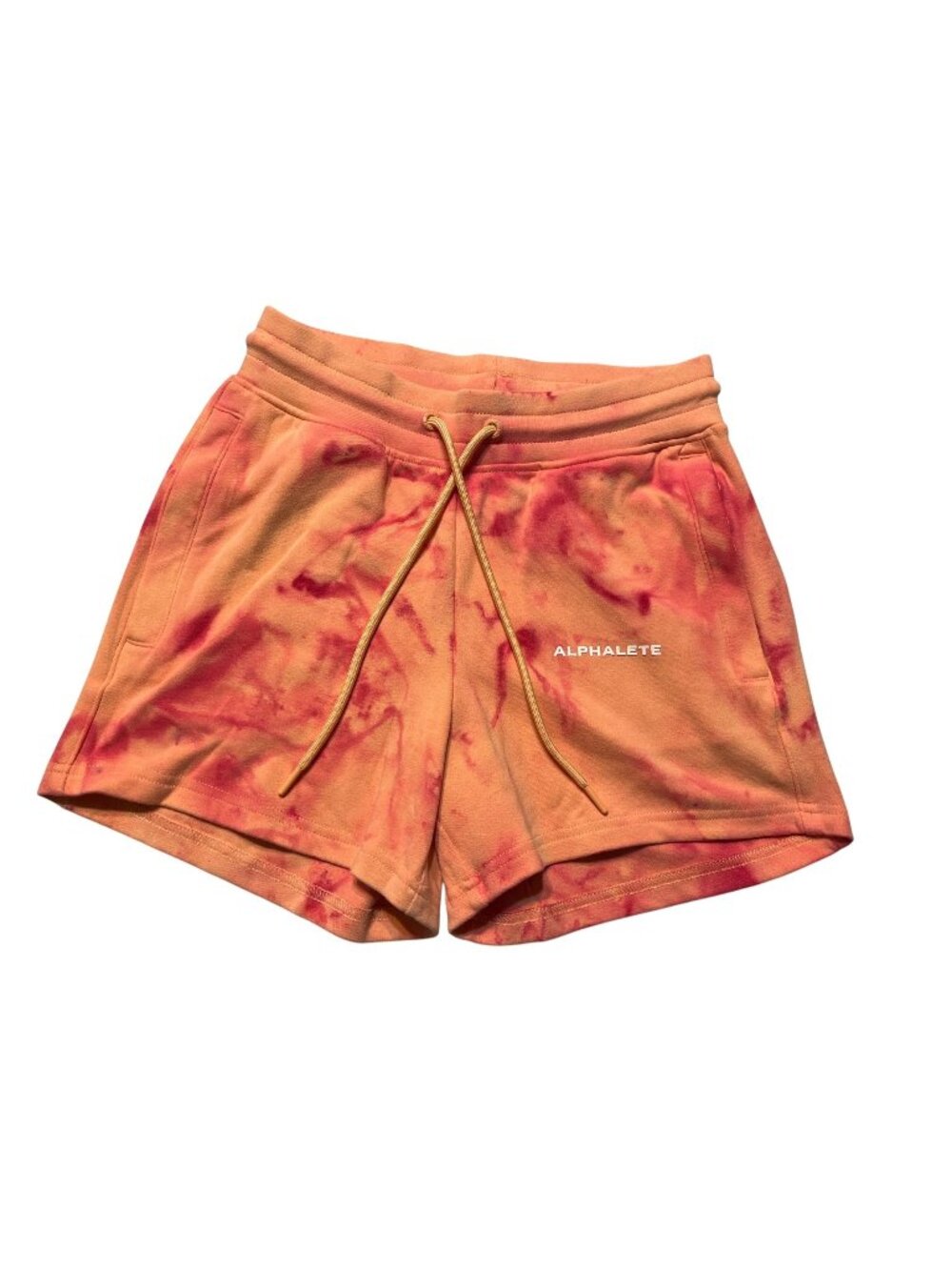Custom Tie Dyed Alphalete Essential Core Shorts Orange Hot Pink Size S